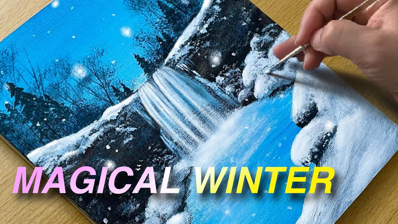 This Winter Waterfall Painting Feels Unreal ❄️✨