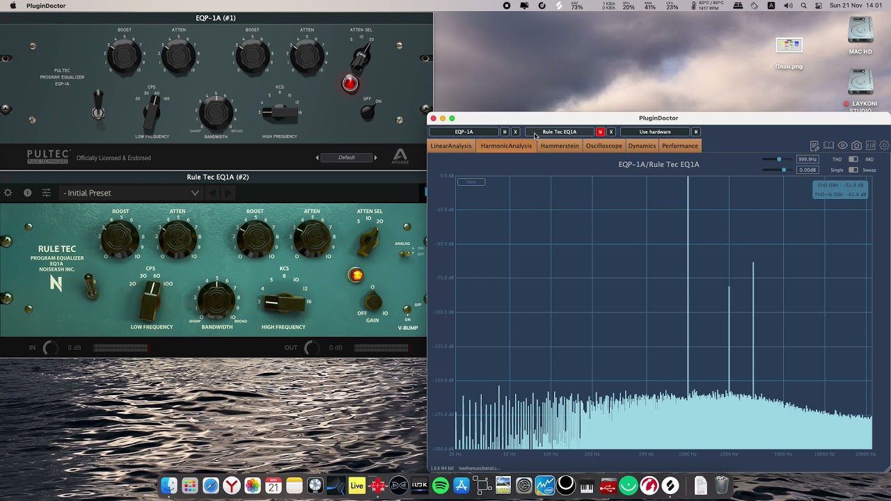 Test EQ Pultec EQ-1A NoiseAsh and Apogee in PluginDoctor