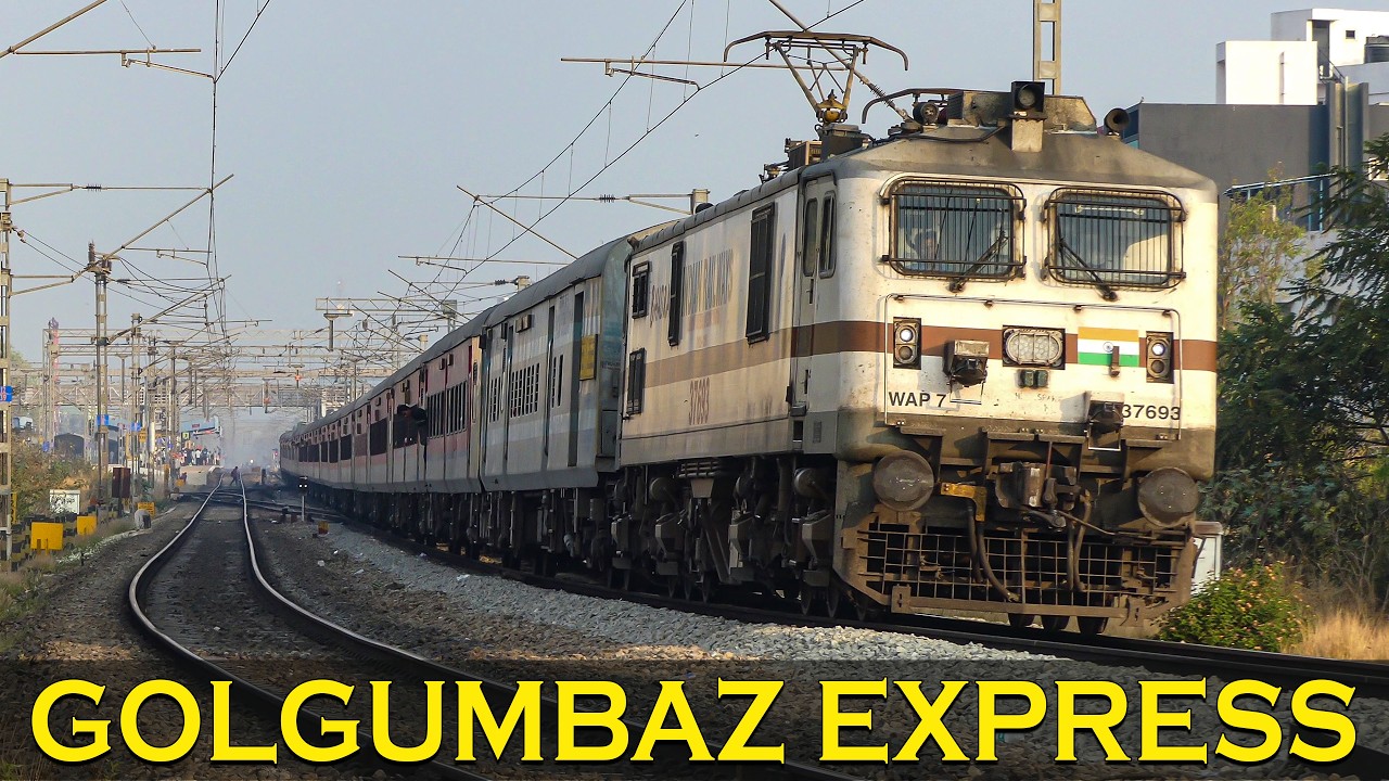 WAP 7, GOLGUMBAZ EXPRESS pulls out from the LOOP to the MAIN LINE | Indian Railways