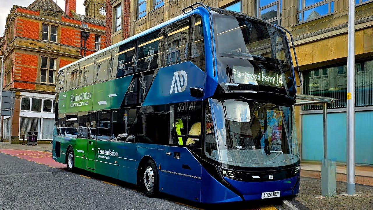 ADL E400EV Demonstration Bus (AD24BEV) - On hire with Blackpool Transport Services LTD, Service 14