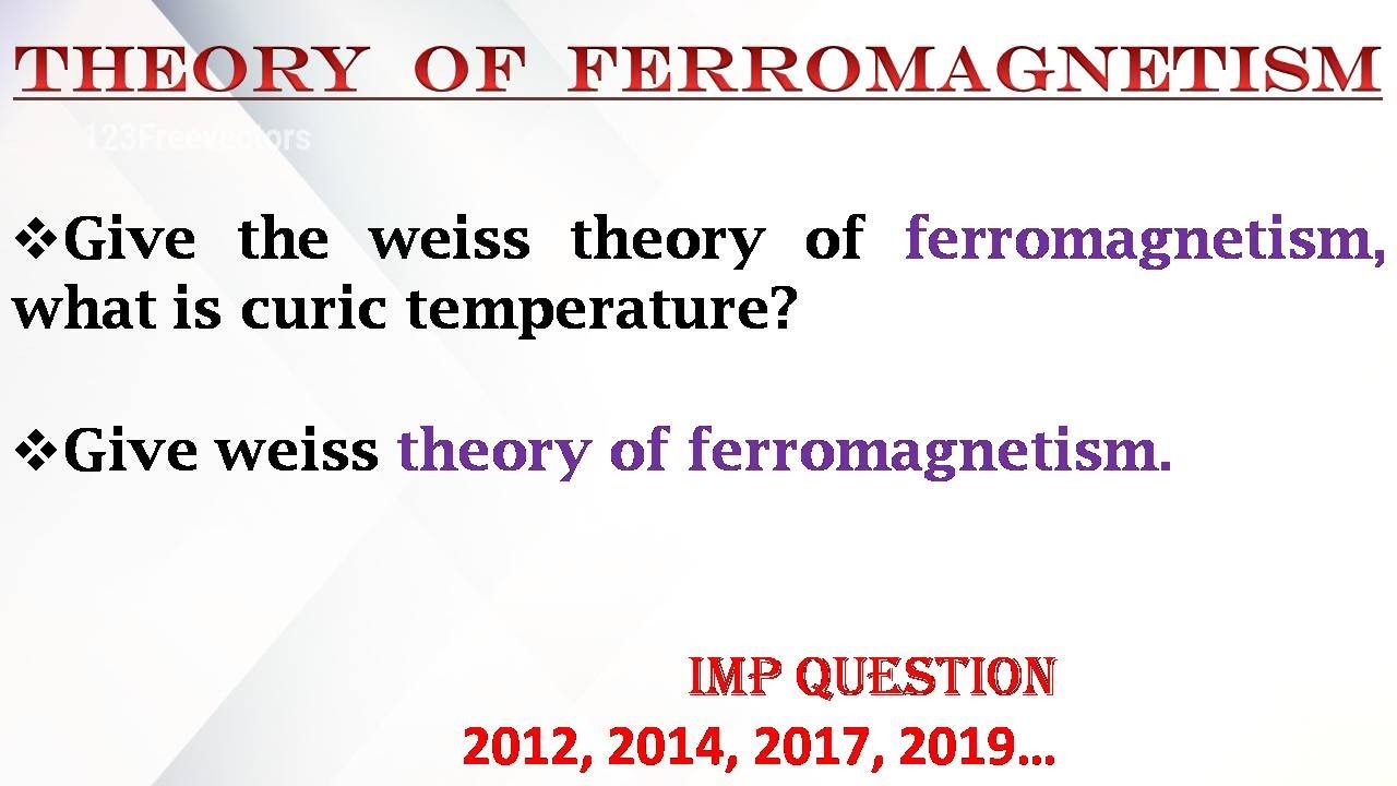 Theory of ferromagnetism | Give the weiss theory of ferromagnetism, what is curic temperature?