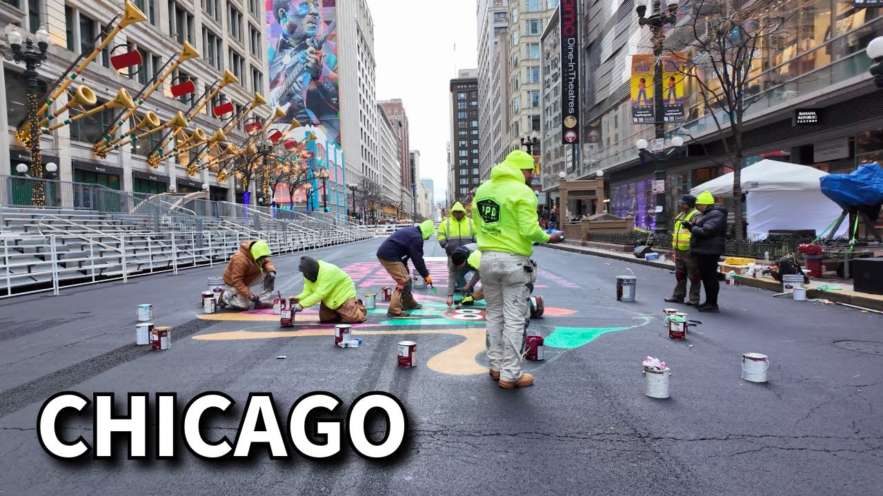 Chicago Preparation For Thanksgiving Day Parade Walk On Wednesday | November 26, 2025 | 4K