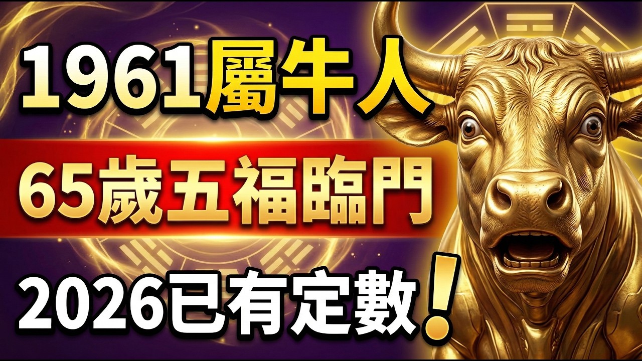 1961年屬牛人，金牛之命！65歲『真實福命』曝光！2026年五福臨門，已有定數！#1961年屬牛 #生肖牛2026運勢 #2026屬牛運勢 #晚年福報 #1961年生肖牛 #風水 #財運 #轉運招財