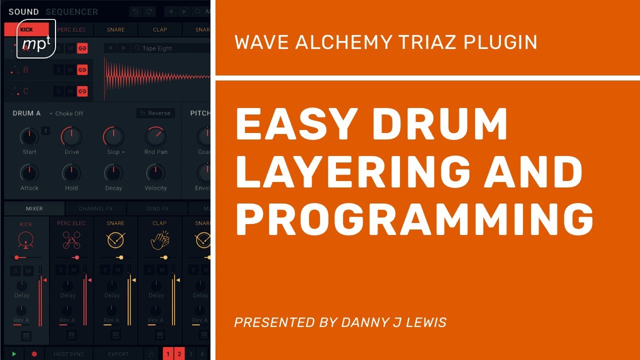Плагин New Wave Alchemy Triaz обеспечивает простое наложение ударных и программирование ритмов.