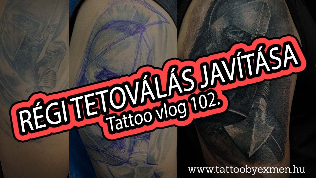 RÉGI TETOVÁLÁS JAVÍTÁSA | KÉZI FELRAJZOLÁS ALAPJÁN | Tattoo studio vlog 102.