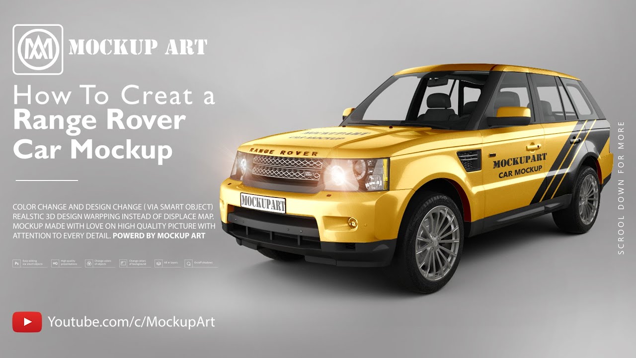 Как создать макет Range Rover | Урок по созданию макетов в Photoshop