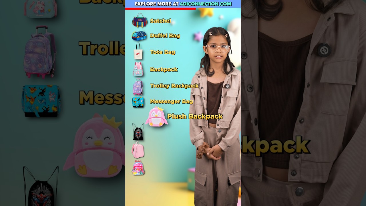 10 Types of School Bags 🎒, Kids English Vocabulary, Adi Connection #shorts