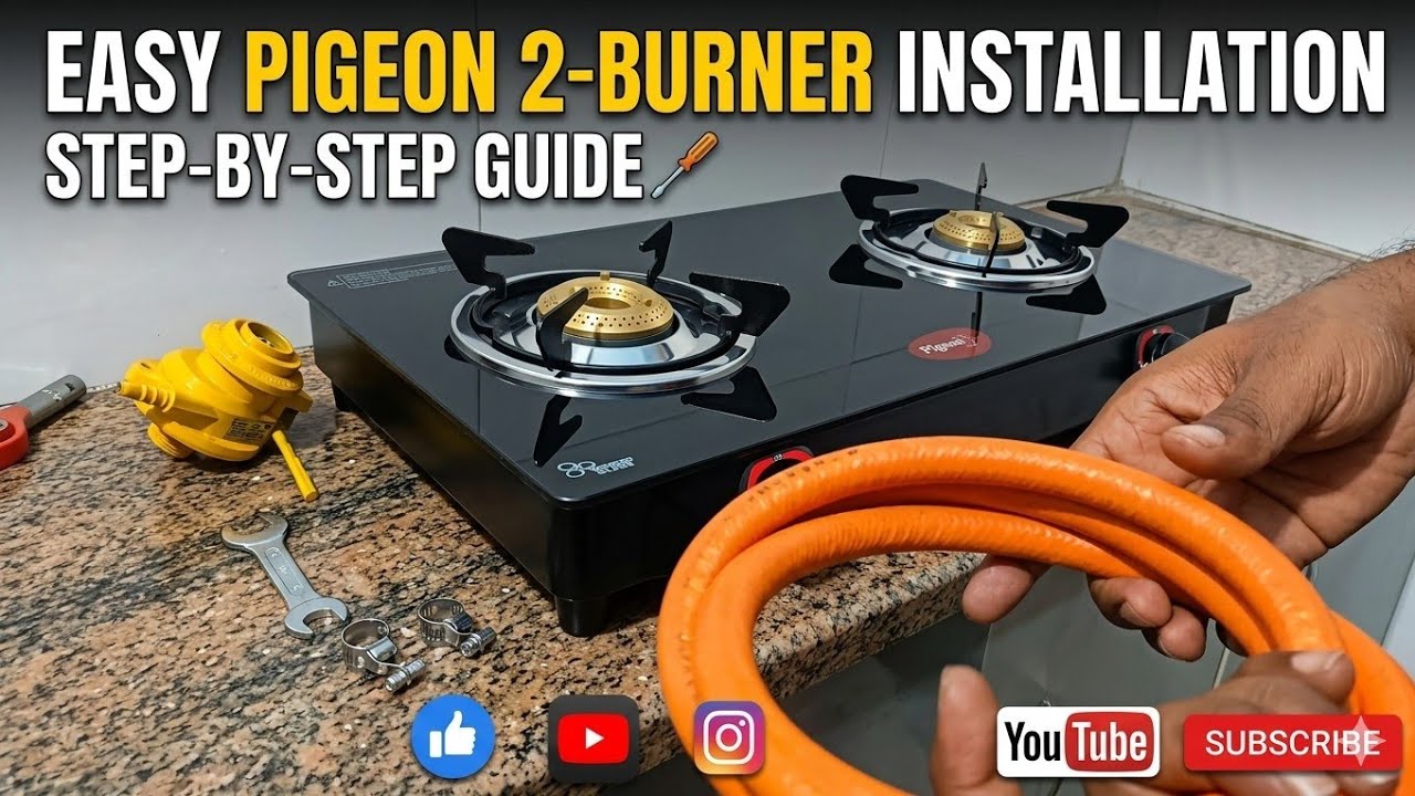 LPG Gas Stove Installation ll DIY ll Youtube Videos ll Pigeon Cooktop Installation