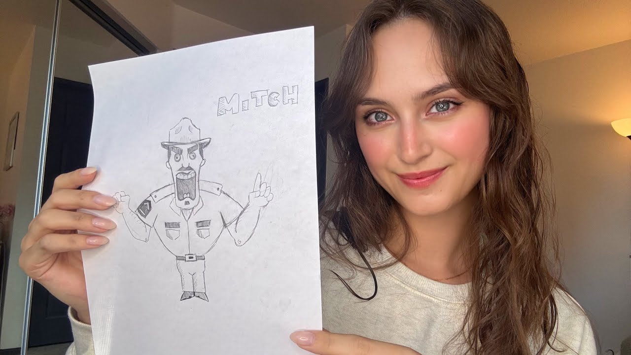 Lofi ASMR ~ Drawing My Inner Drill Sergeant... his name is Mitch. (pencil sounds, gum chewing)