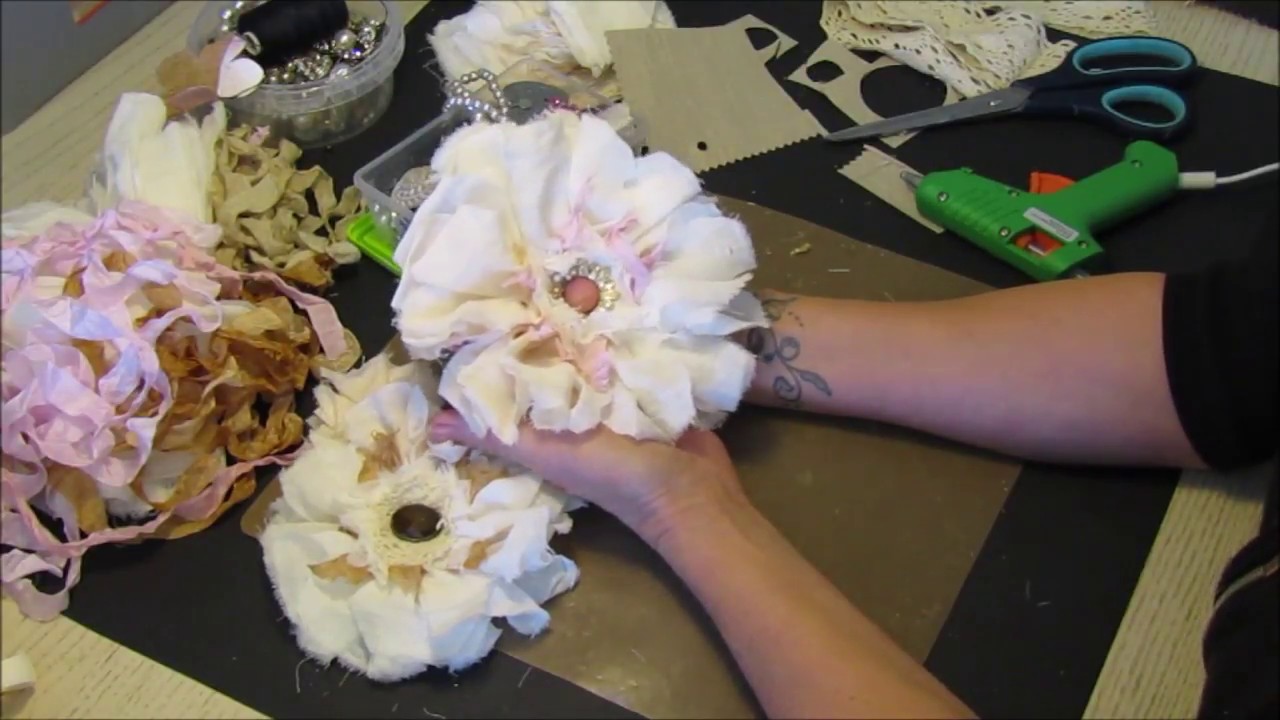 Shabby Chic Clip on Fabric Flower