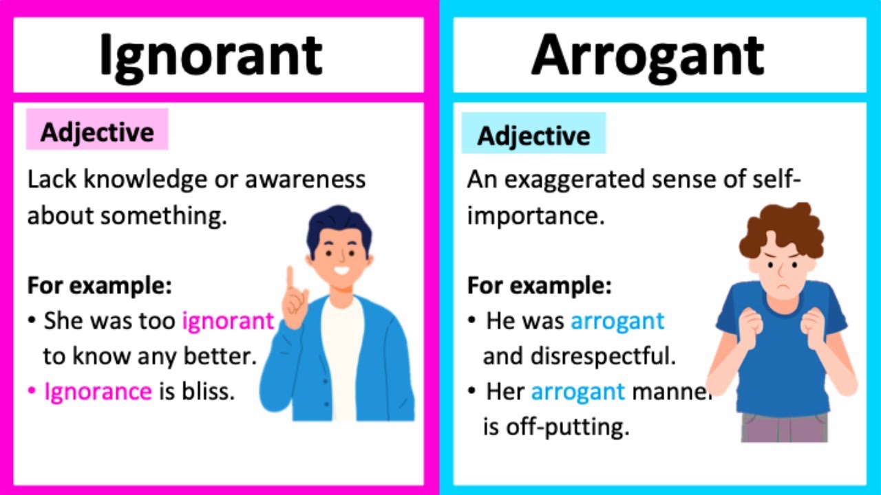 IGNORANT vs ARROGANT 🤔. | What's the difference? | Learn with examples