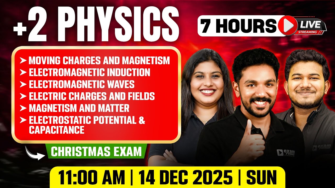 Plus Two Physics Christmas Exam | 34 Marks  | Chapters 1,2,4,5,6,8 | Day 2