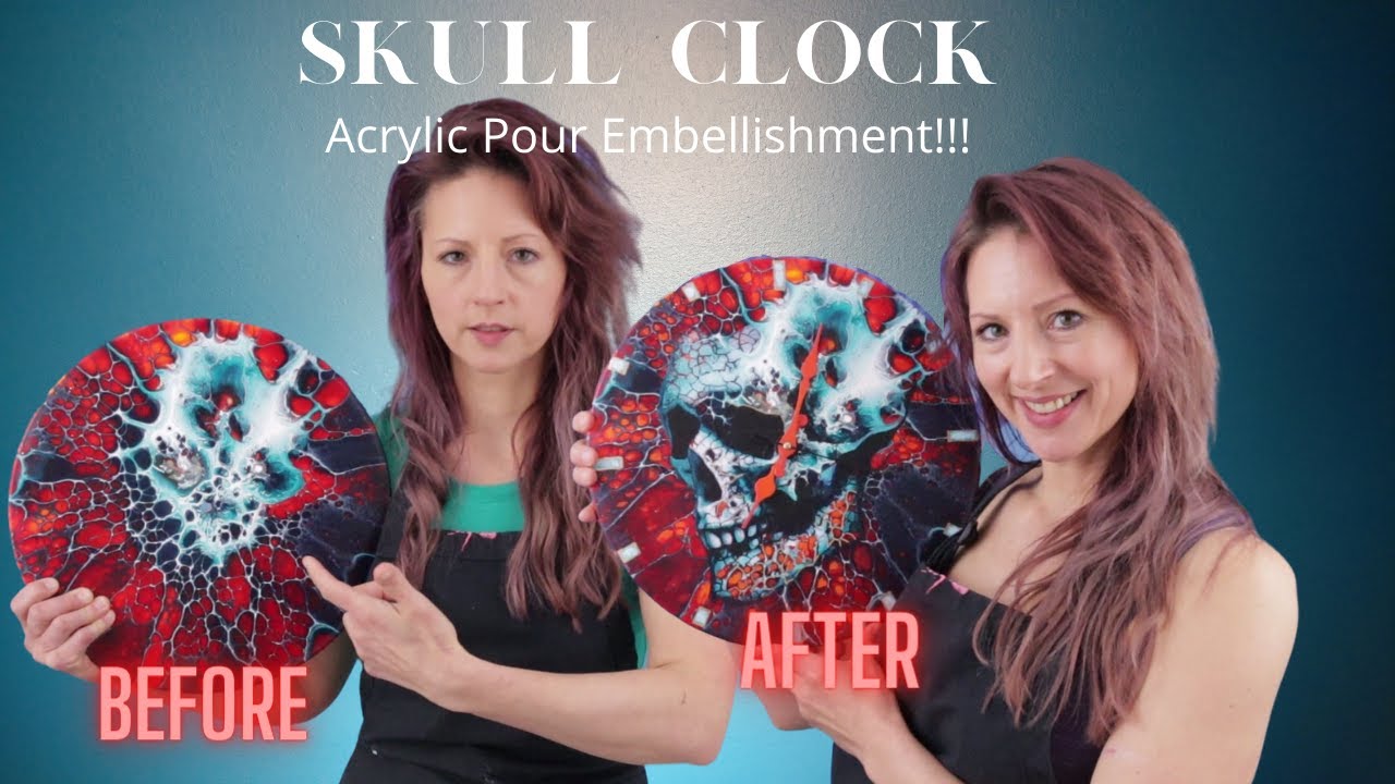 Painting a Skull on an Acrylic Pour Clock!!!