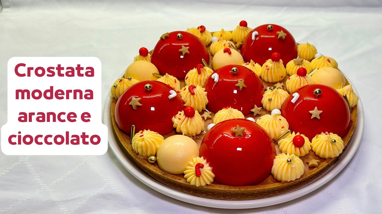 Crostata moderna natalizia (o per capodanno) pan di zenzero all'arancia e cioccolato fondente