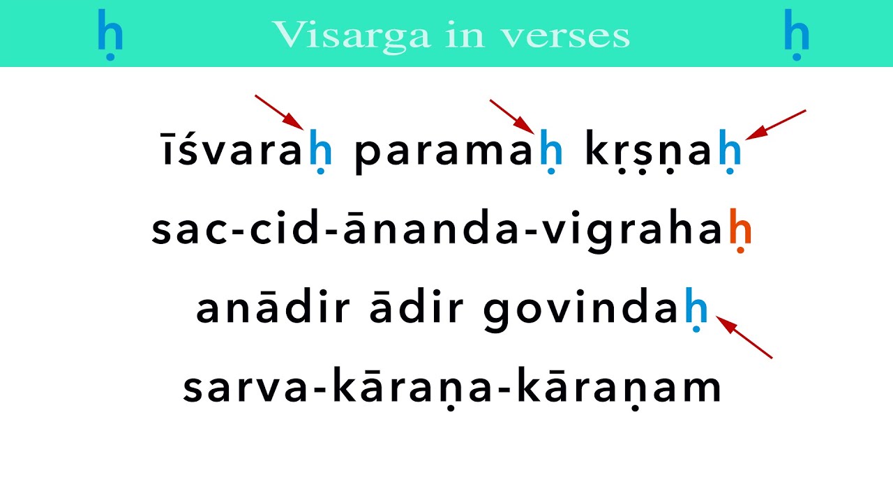 Visarga Pronunciation, Part 2: Visarga in verses (in Latin script)