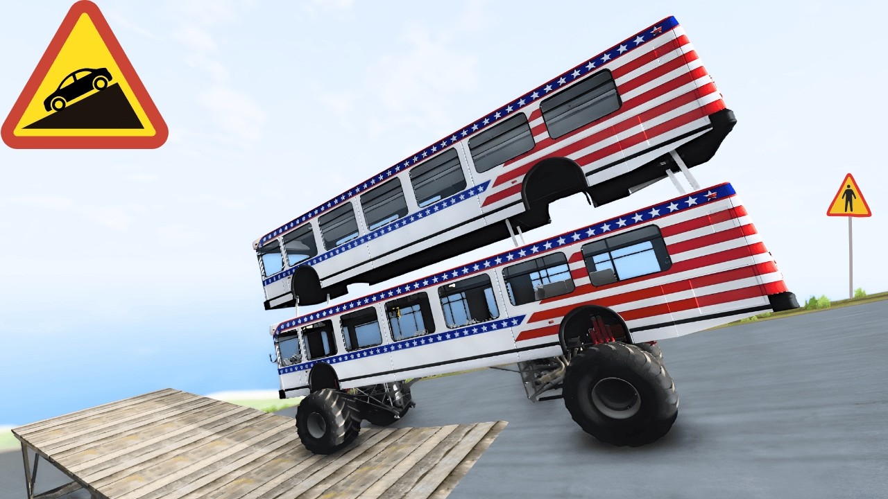 BeamNG.drive Bus Cliff Jump - Insane Road Gap Crash Compilation