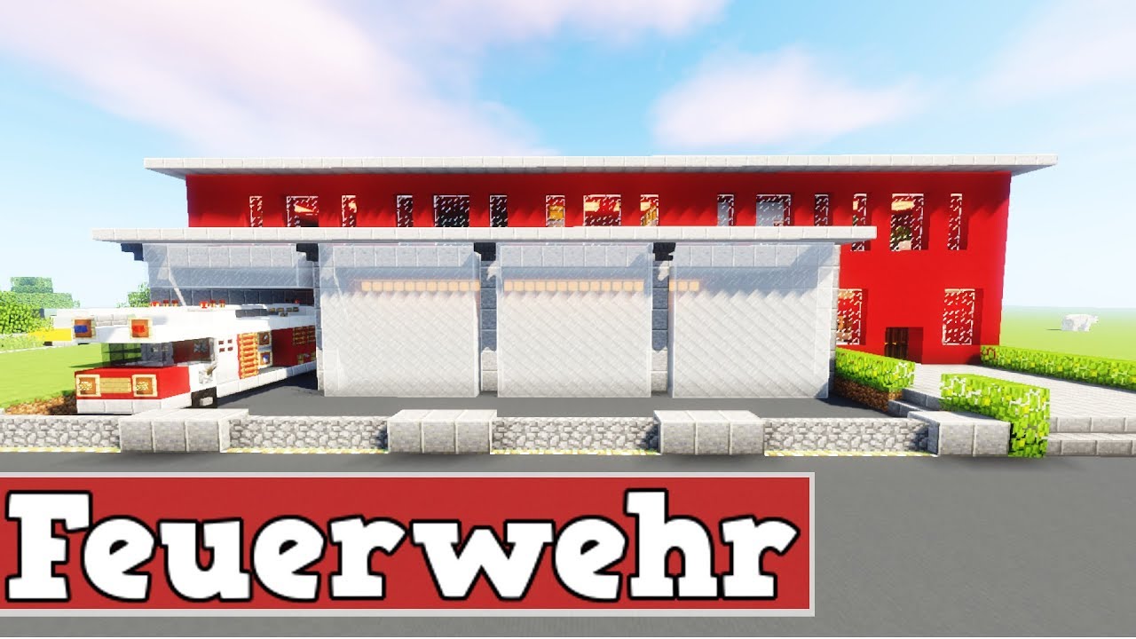 Wie baut man eine Feuerwehrwache in Minecraft | Minecraft Deutsch Feuerwehr Bauen Tutorial