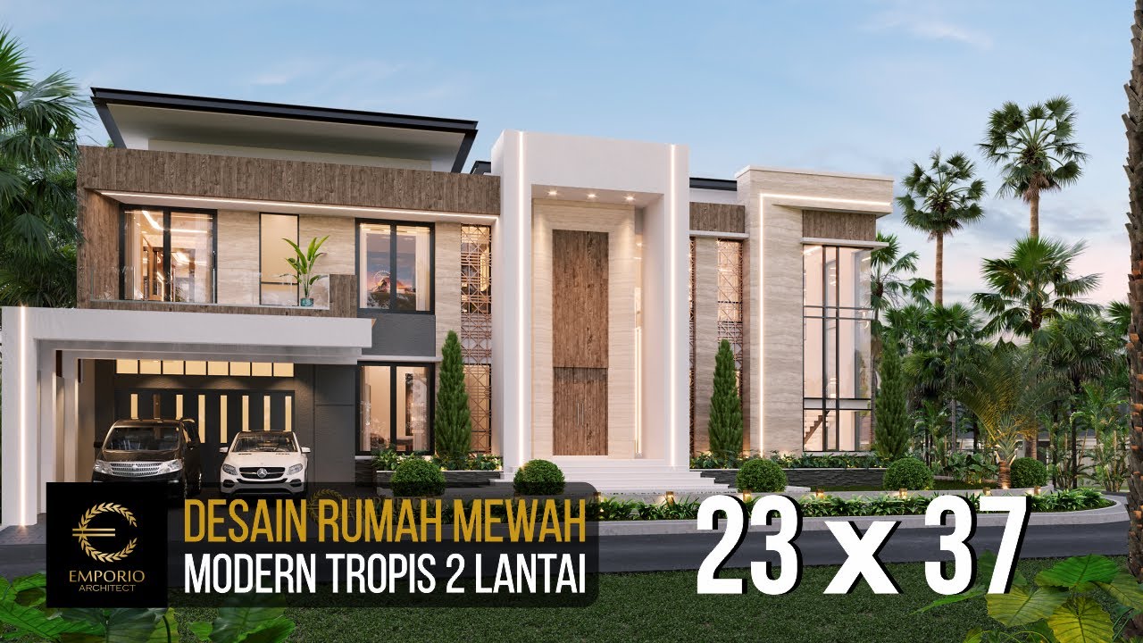 DESAIN RUMAH MEWAH STYLE MODERN TROPIS MILIK BAPAK MELKY DENGAN LEBAR 23M DAN PANJANG 37M