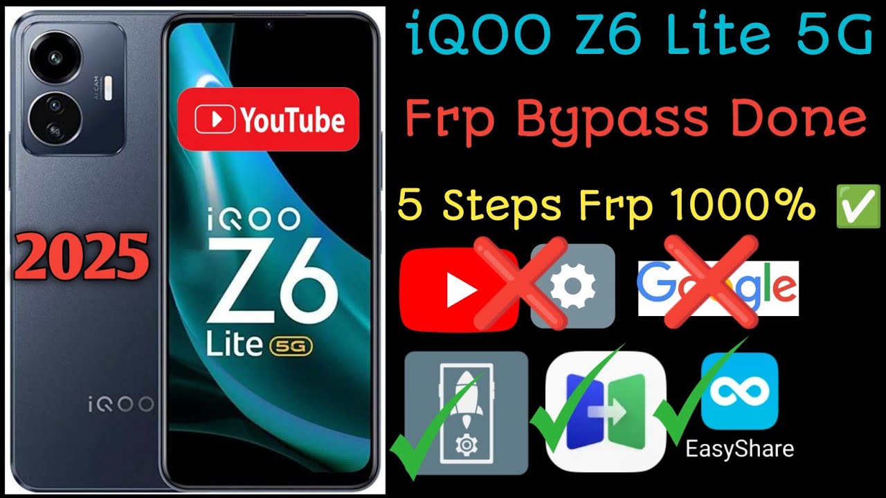 iQOO Z6 Lite 5G Frp Bypass 2025 | Vivo iqoo z6 lite 5g Google Account Unlock 🔓🗝️ #vivo #frp #iqoo