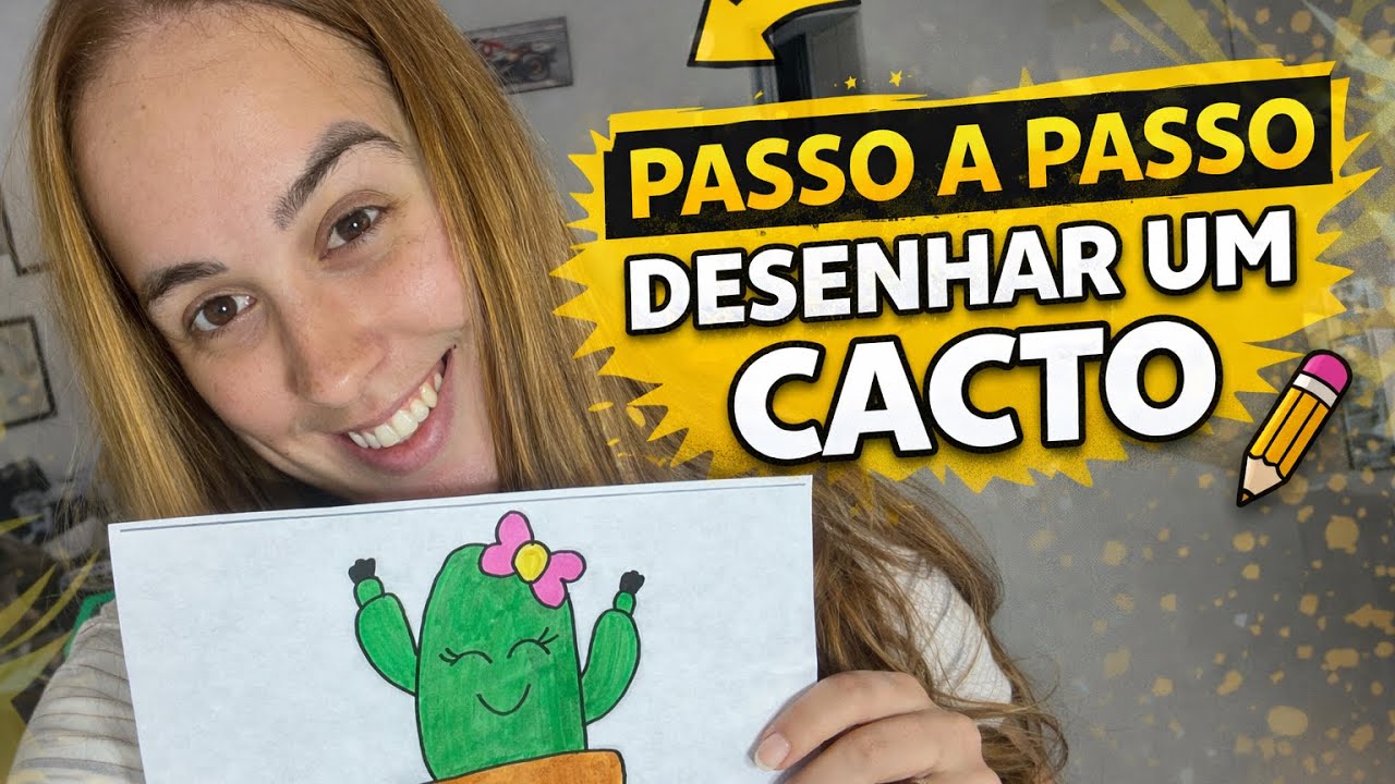 Desenho fácil de cacto para iniciantes (passo a passo) 🌵