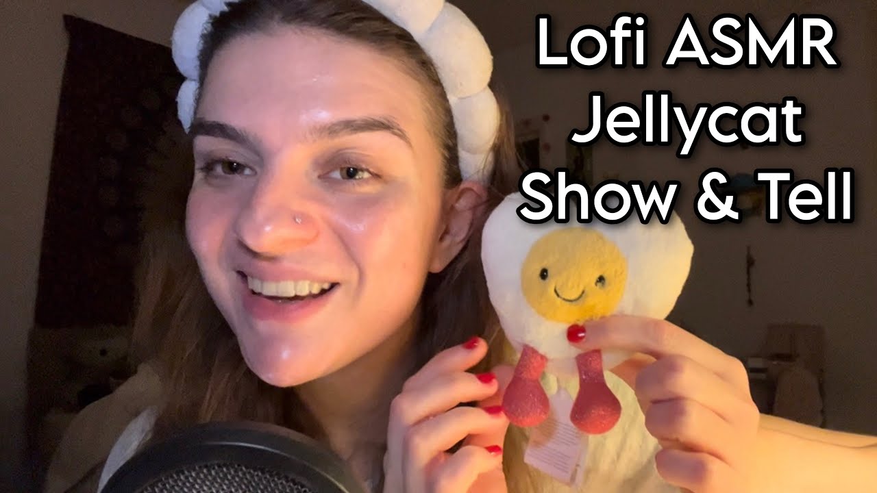 Lofi ASMR Jellycat show & tell ramble (soft spoken whispers, mouth sounds, hand movements, crinkles)