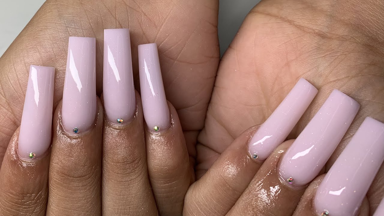 Long Pink Tapered Square Acrylic Nail