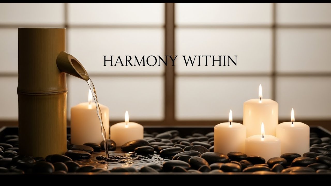 Nature Zen Peace Flow Bamboo Fountain and Candle Glow for Relaxation Deep Sleep and Meditation