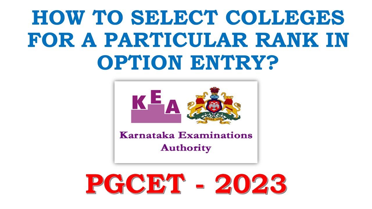 PGCET 2023 | How to Select Colleges for Option Entry