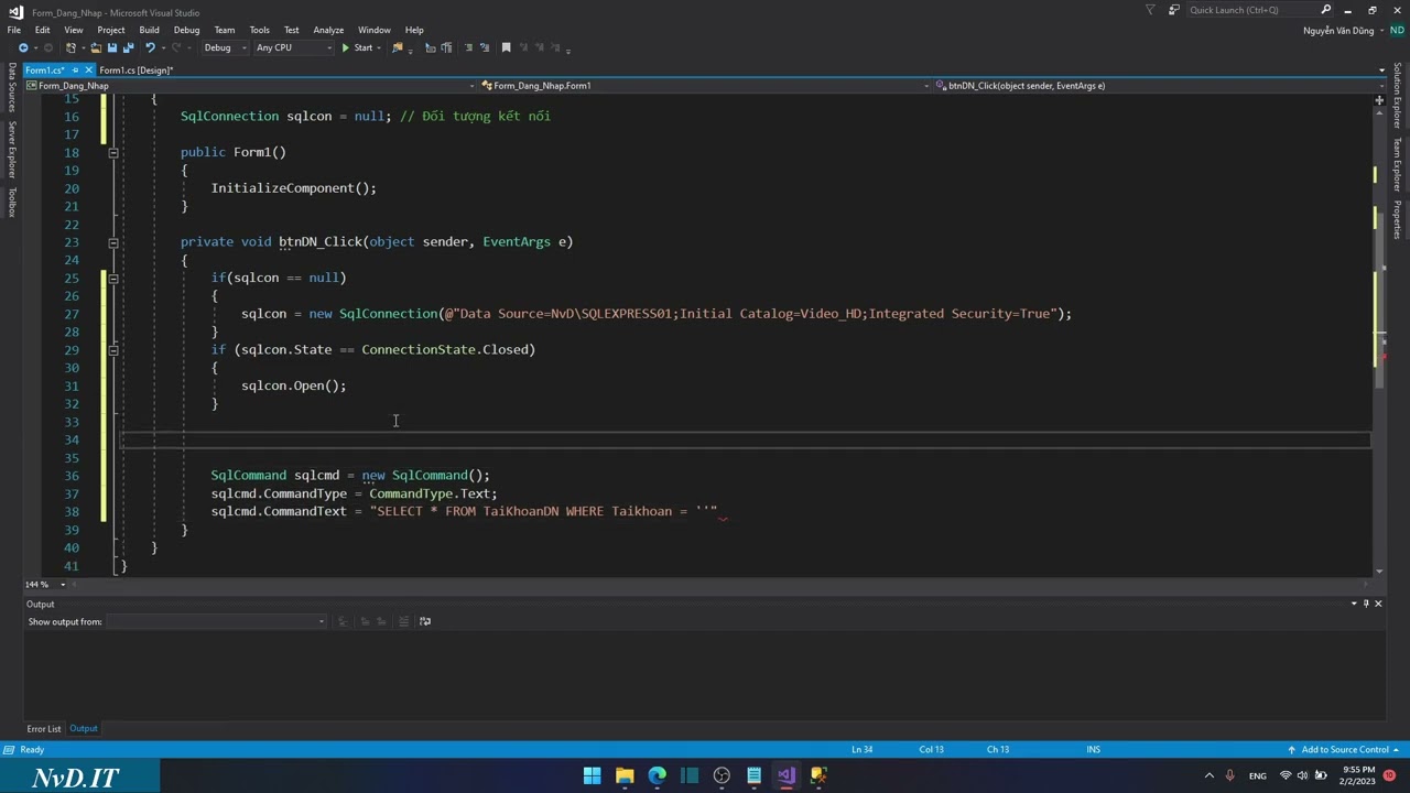 TẠO FORM ĐĂNG NHẬP BẰNG C# VÀ SQL SERVER