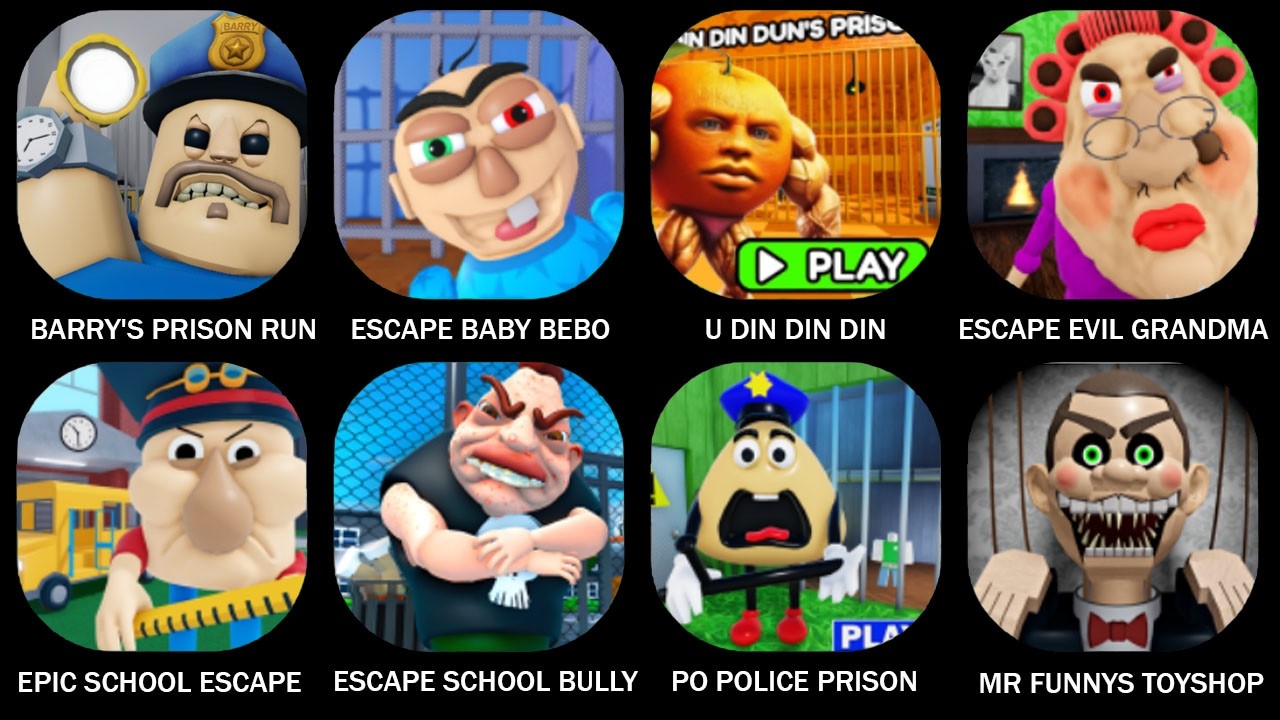 BARRY'S PRISON RUN! (OBBY), ESCAPE BABY BEBO DAYCARE! (FIRST PERSON OBBY), ESCAPE EVIL GRANDMA!