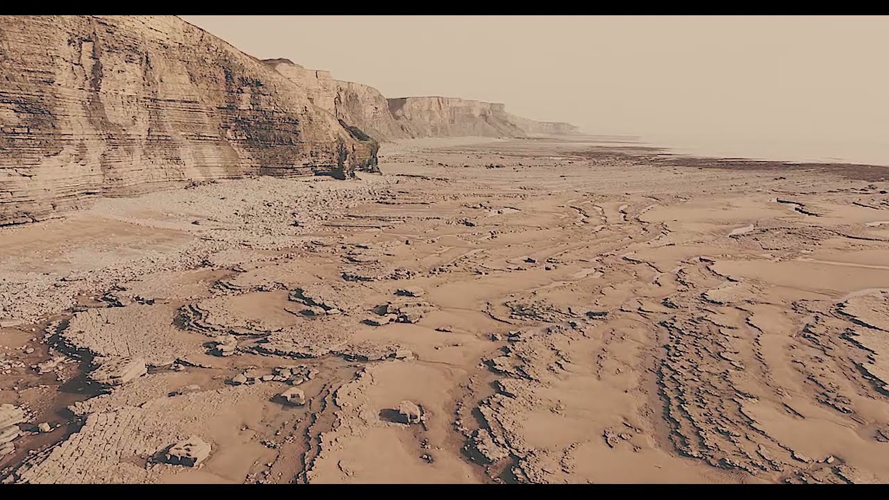 Drone footage with dreamy, moody ambient electronic music