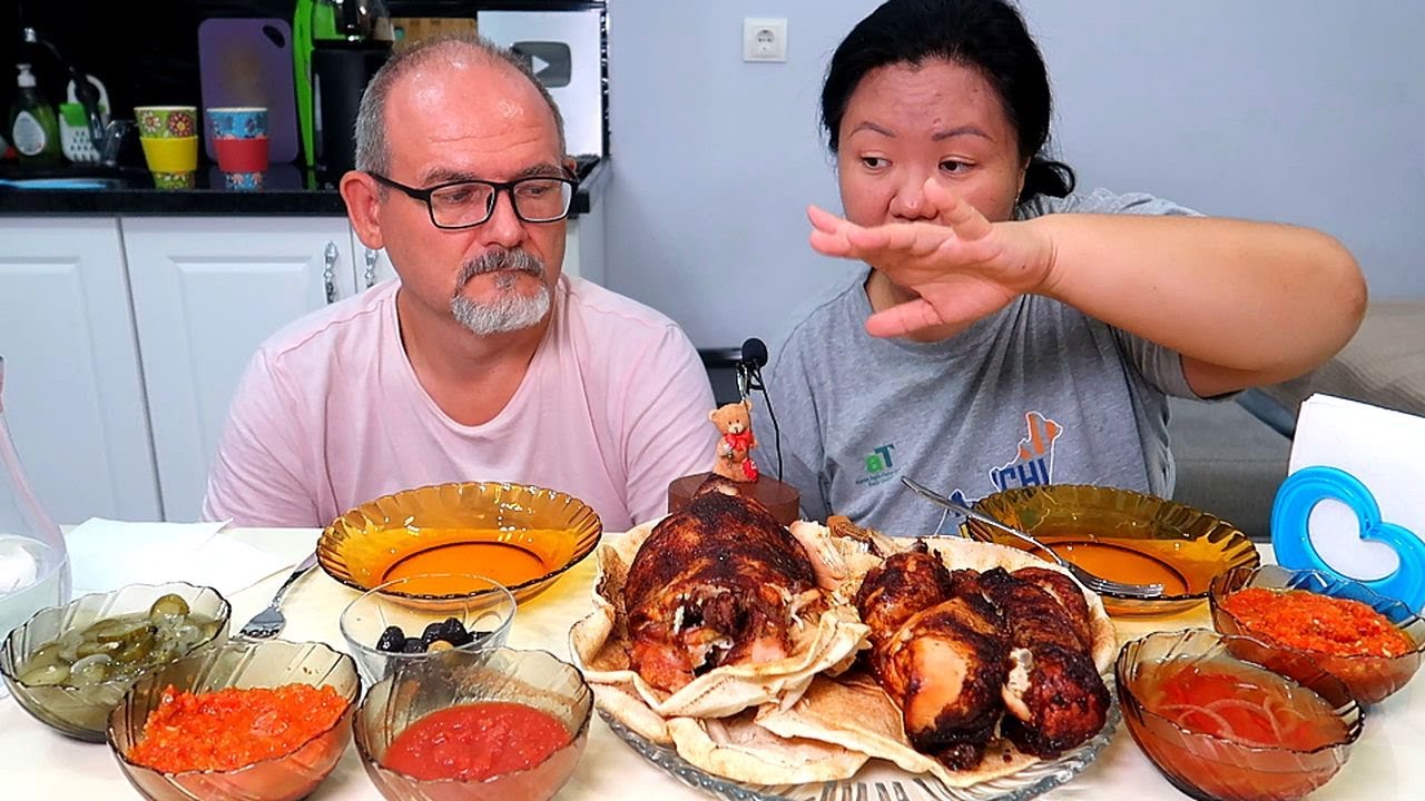 МУКБАНГ ПАРОЧКА КУРОЧЕК ГРИЛЬ