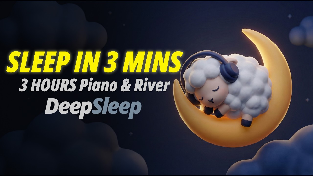 Fall Asleep in 3 Minutes 💤 3 Hours Deep Sleep Piano & River Sounds (Insomnia Relief)