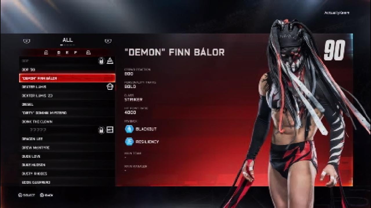 Набор приёмов и добиваний для Демона Финна Балора из WWE 2K25