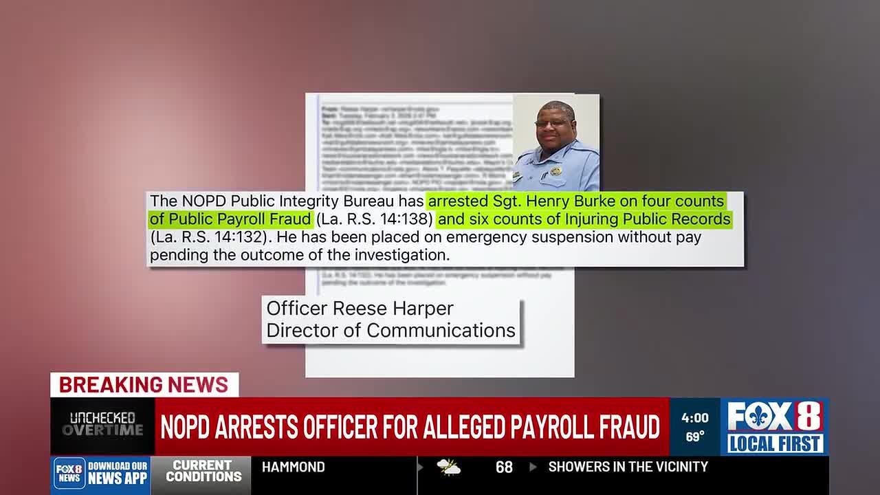 NOPD Sgt. Henry Burke arrested following Fox 8 investigation into possible payroll irregularities