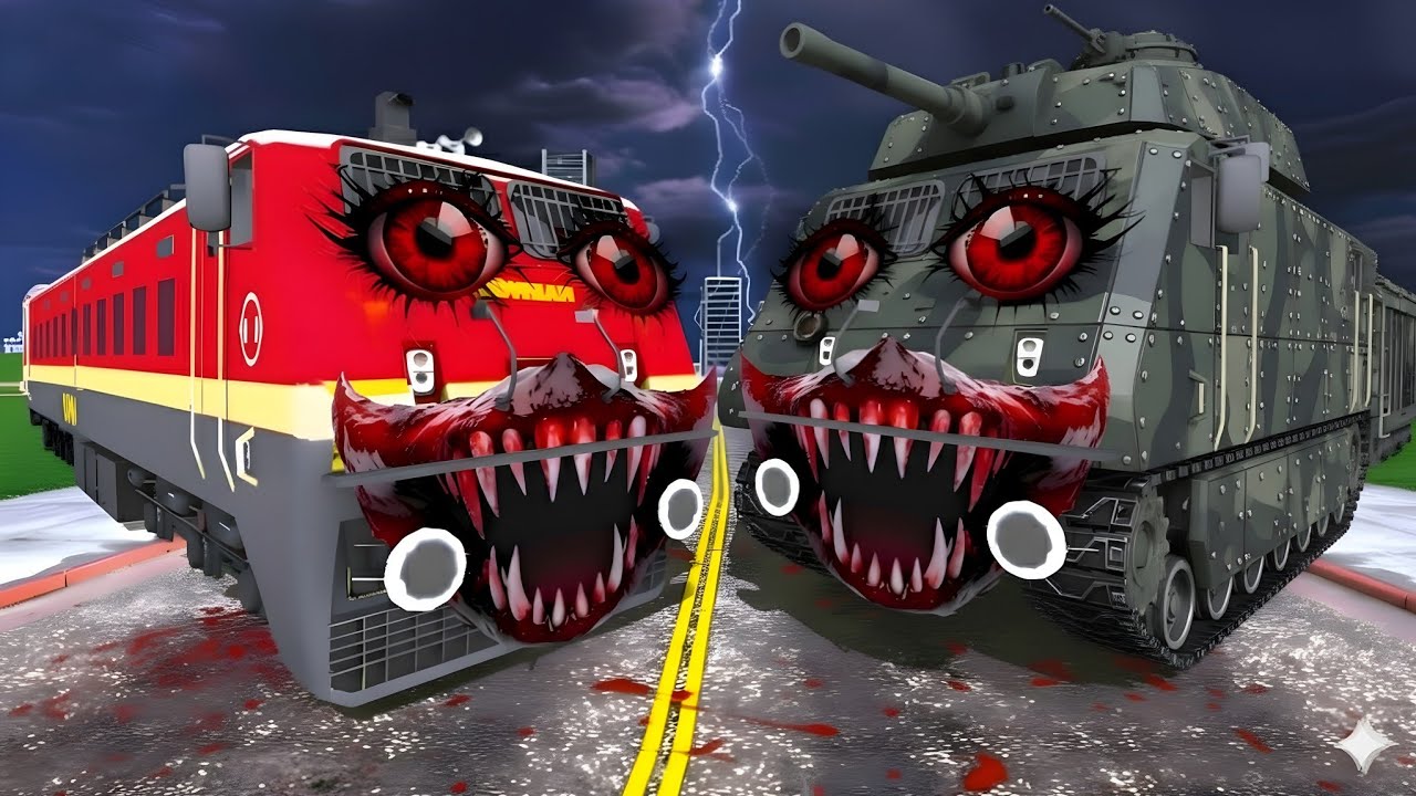 Tank Train vs Haunted Train in Indian Bikes Driving 3d