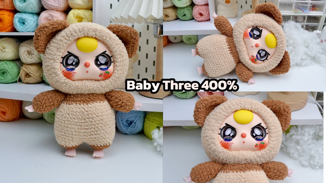 Part 1: Crochet Baby Three Bear 400% || Hướng dẫn móc len Baby Three Gấu 400% bằng len Xiaoke