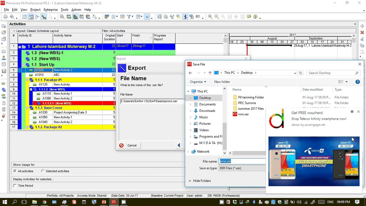 how to move or IMPORT and EXPORT my project from one computer to another in P6