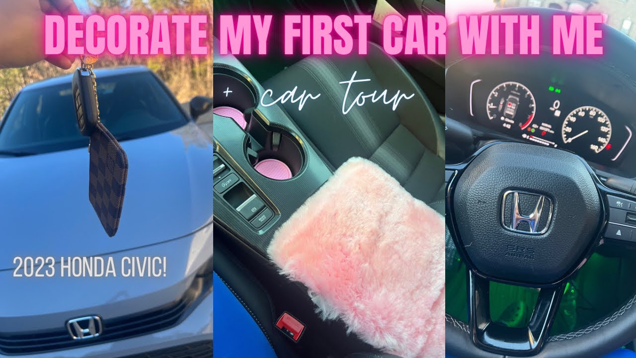 decorate my first car with me + tour (2023 Honda Civic)