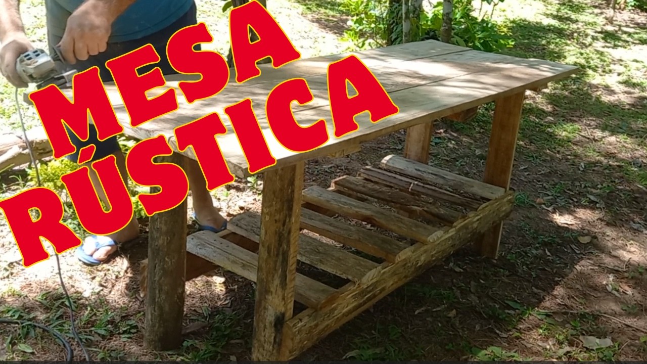 Construímos uma mesa rústica com madeira!