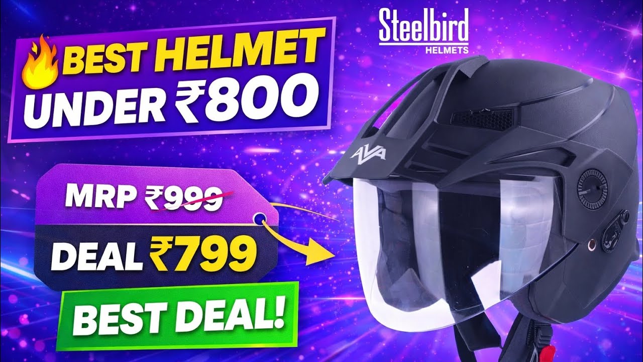 Best Helmet Under ₹800 🔥 Steelbird SBH-23 AVA With Peak Helmet | MRP ₹999 Deal ₹799 #helmet #shorts