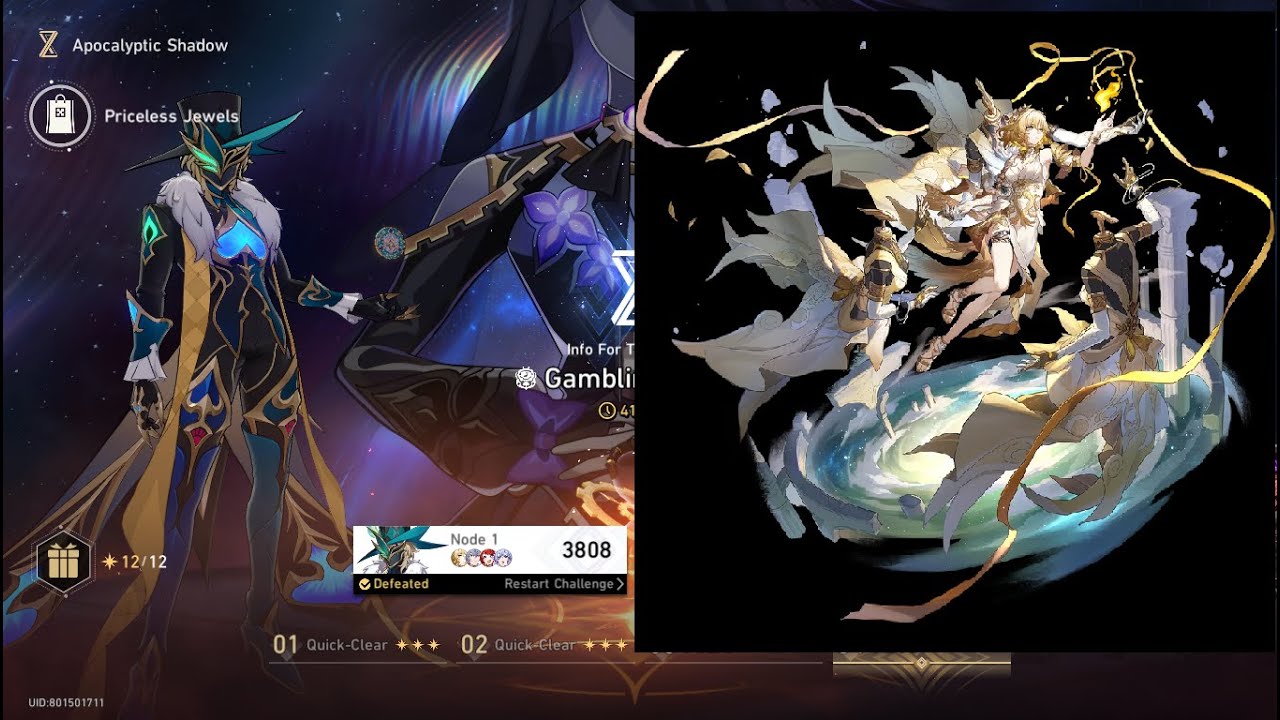 Honkai: Star Rail - Apocalyptic Shadow 4 03/25 - 1st Half Aventurine Boss - F2P 6 costs Aglaea team