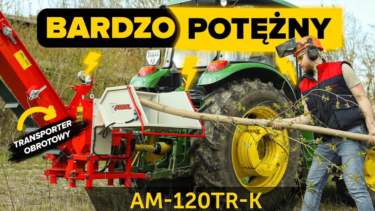 🚜Przyczepa drewna opałowego w 30 minut! Rozdrabniacz gałęzi AM-120TR-K z transporterem obrotowym