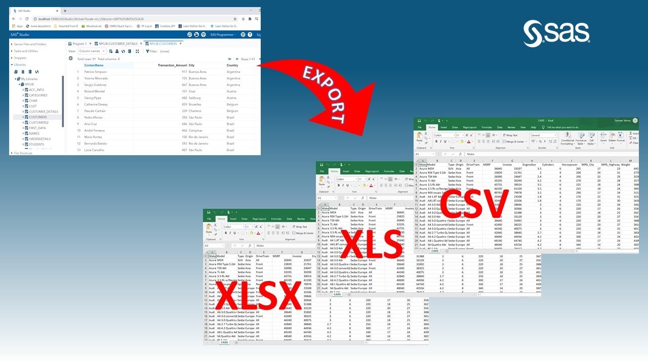 ЭКСПОРТ ПРОЦЕССОВ | КАК ЭКСПОРТИРОВАТЬ ДАННЫЕ SAS В EXCEL ИЛИ CSV | КАК ЭКСПОРТИРОВАТЬ НЕСКОЛЬКО ...