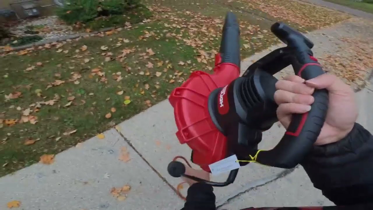 Hyper Tough 12 Amp Electric Leaf Blower and Vacuum - November 2rd Front Yard Leaves Clean Up 2025 