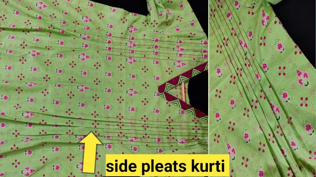 Side pleats kurti cutting and stitching / side pleats wali frock / kurti ki cutting or stitching
