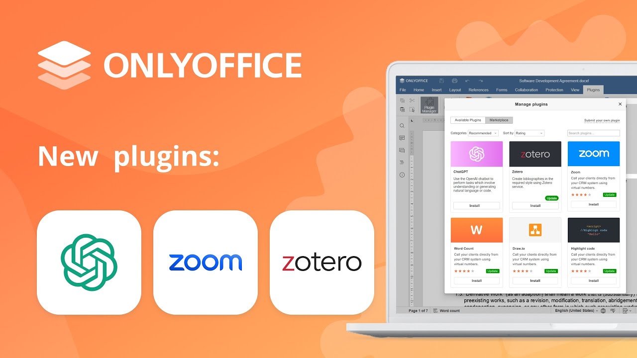 New ONLYOFFICE plugins in 2023: ChatGPT, Zoom, and Zotero