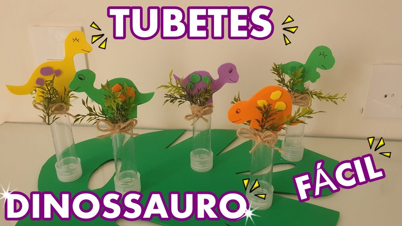 TUBETES DINOSSAURO FÁCIL e BARATO personalizado