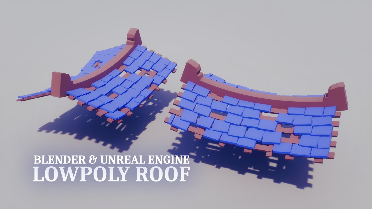 Простая изогнутая 3D-стилизованная черепичная крыша | Blender 3D и Unreal Engine 5.6