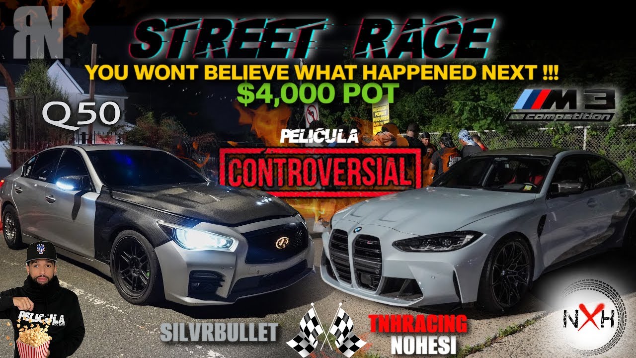 STREET RACE NOHESI G80 M3 STOCK TURBO VS Q50 PURE TURBO *takes the pot no matter what HEATED insane!